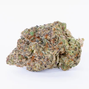 Grandi Guava strain by Grandiflora Genetics — dark purple buds with sparkling trichomes and orange pistils